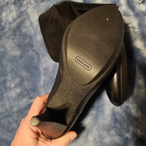 Coach Annika Heeled Leather Ankle Bootie A3506 Fold-Over Suede Cuff 8.5B - Picture 4 of 7